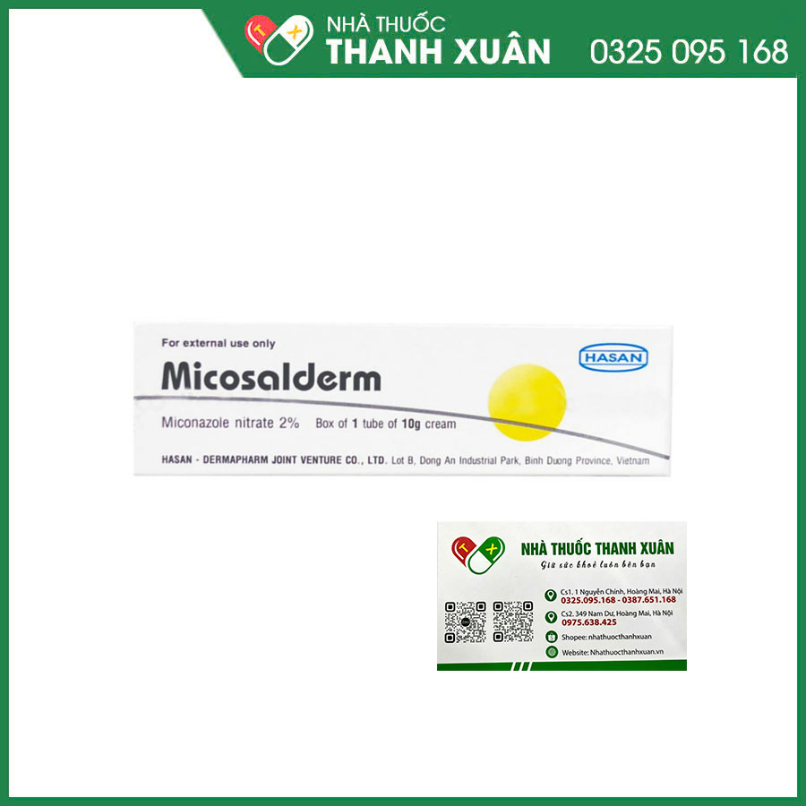 Micosalderm 2% điều trị nhiễm nấm ngoài da, nấm da, nấm móng, lang ben